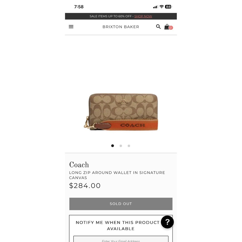 New Without Box Coach Long Zip Around Wallet In Signature Canvas Brown - Picture 2 of 8